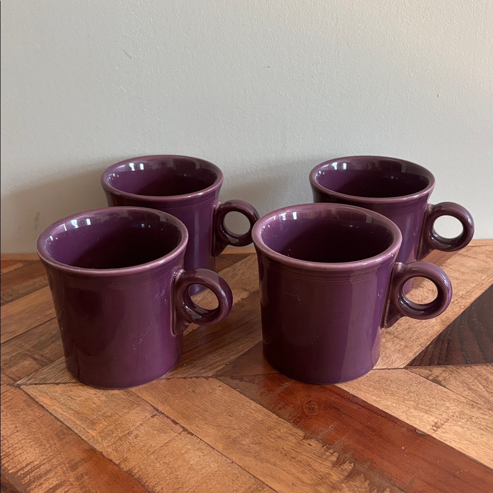 Fiesta purple plum mulberry O Ring handles Set of Four mugs